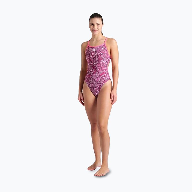 Dámské jednodílné plavky  arena Pink Dahlia Lace Back shocking pink/multi 2
