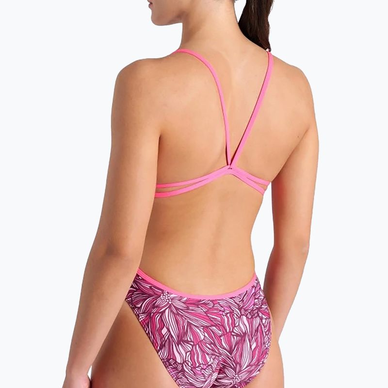 Dámské jednodílné plavky  arena Pink Dahlia Lace Back shocking pink/multi 4