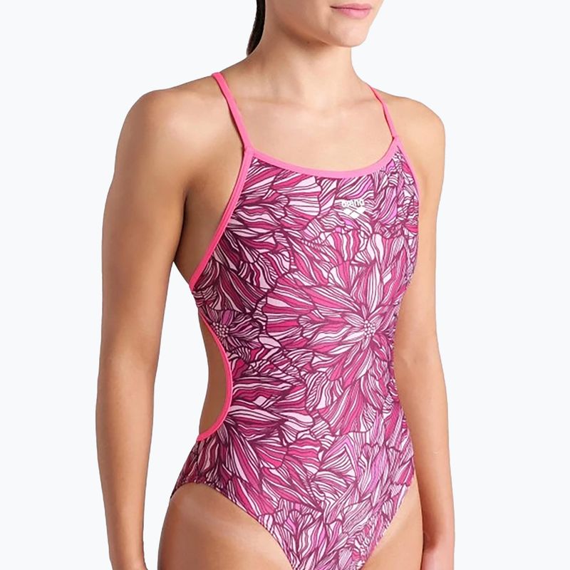Dámské jednodílné plavky  arena Pink Dahlia Lace Back shocking pink/multi 5