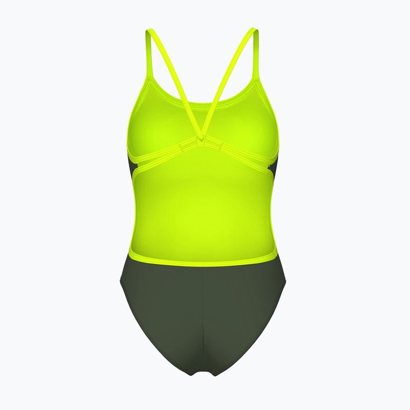 Dámské jednodílné plavky arena Lace Back Solid dark sage/artic lime 2