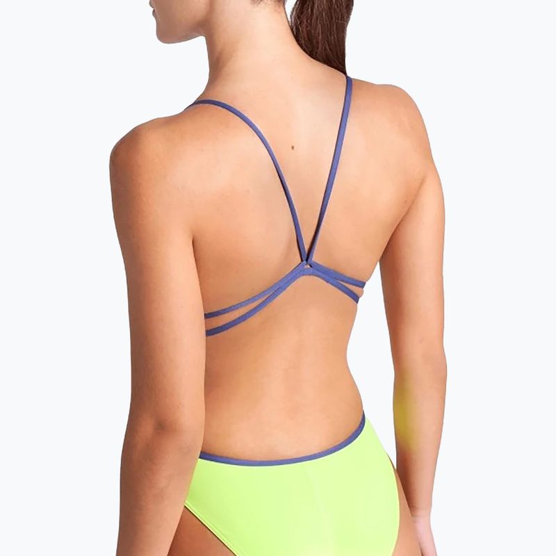 Dámské jednodílné plavky arena Lace Back Solid artic lime/future dusk 5