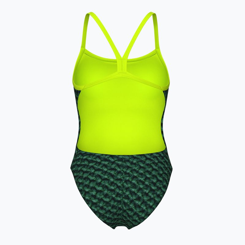 Dámské jednodílné plavky arena Monogram Challenge Back dark sage multi/artic lime 2