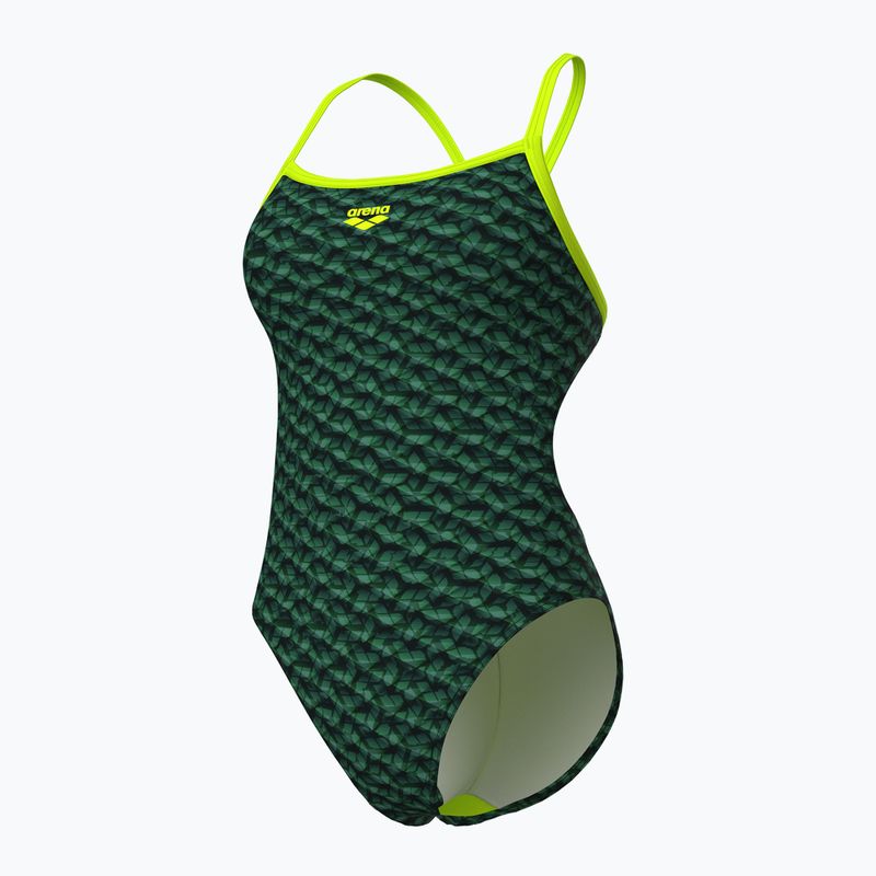 Dámské jednodílné plavky arena Monogram Challenge Back dark sage multi/artic lime 4