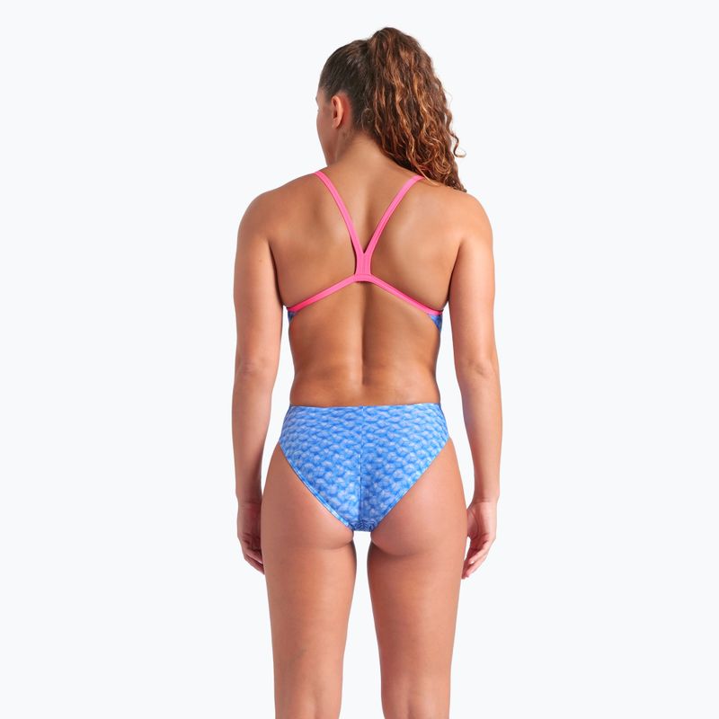 Dámské jednodílné plavky arena Monogram Challenge back blue river multi/shocking pink 7