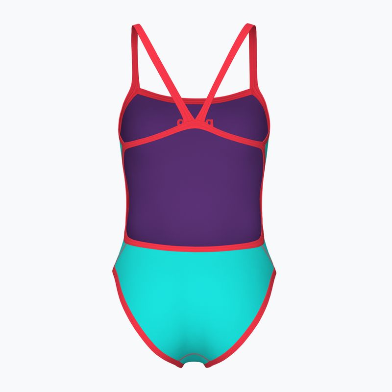 Dámské jednodílné plavky arena Solid Rev Challenge Back water/plum/bright coral 2