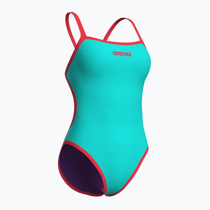 Dámské jednodílné plavky arena Solid Rev Challenge Back water/plum/bright coral 3