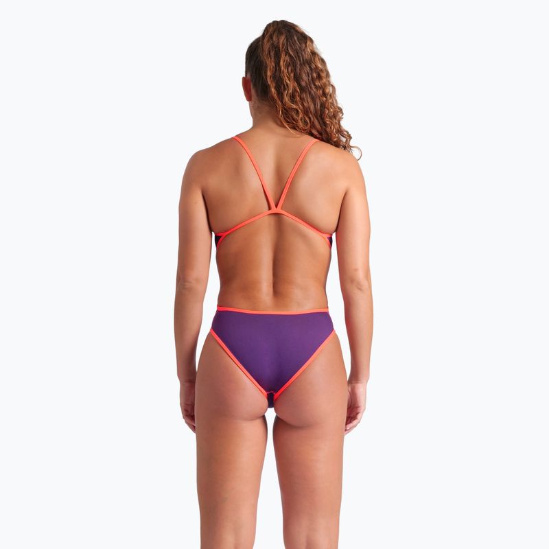 Dámské jednodílné plavky arena Solid Rev Challenge Back water/plum/bright coral 9