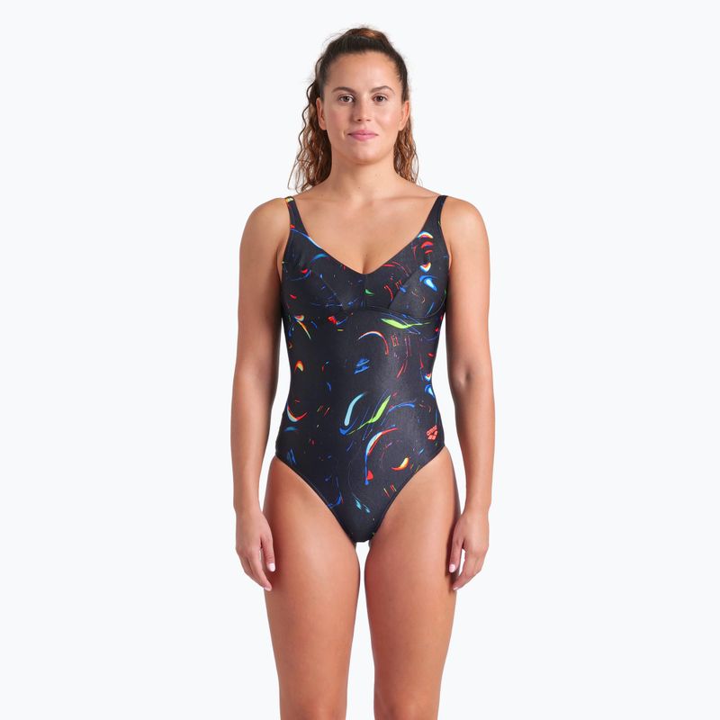 Dámské jednodílné plavky arena Abyss U Back multi black/black 5