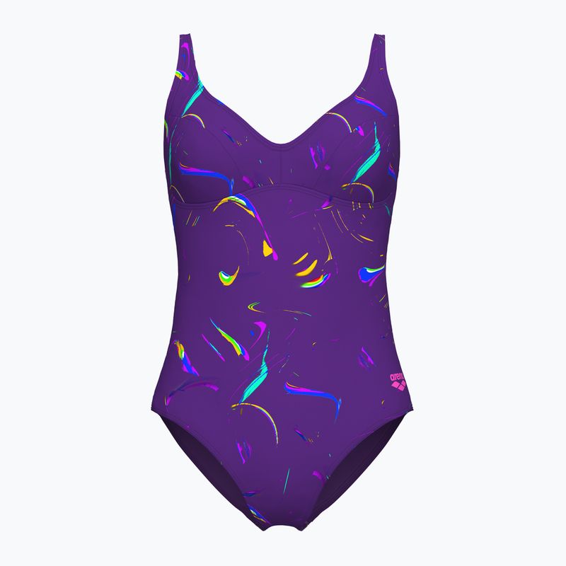 Dámské jednodílné plavky arena Abyss U Back multi plum/plum