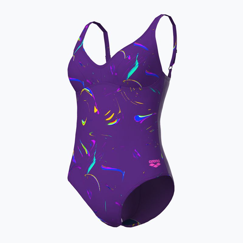 Dámské jednodílné plavky arena Abyss U Back multi plum/plum 4