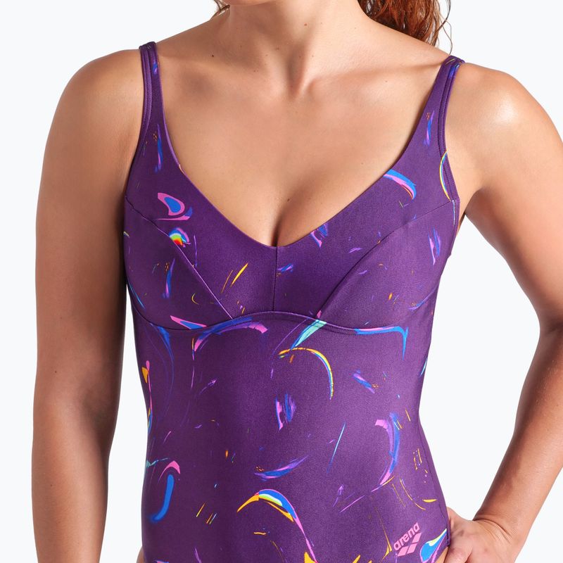 Dámské jednodílné plavky arena Abyss U Back multi plum/plum 8