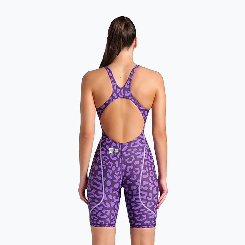 Dámské jednodílné plavky arena Powerskin ST Next LE Open Back leopard skin violet 3
