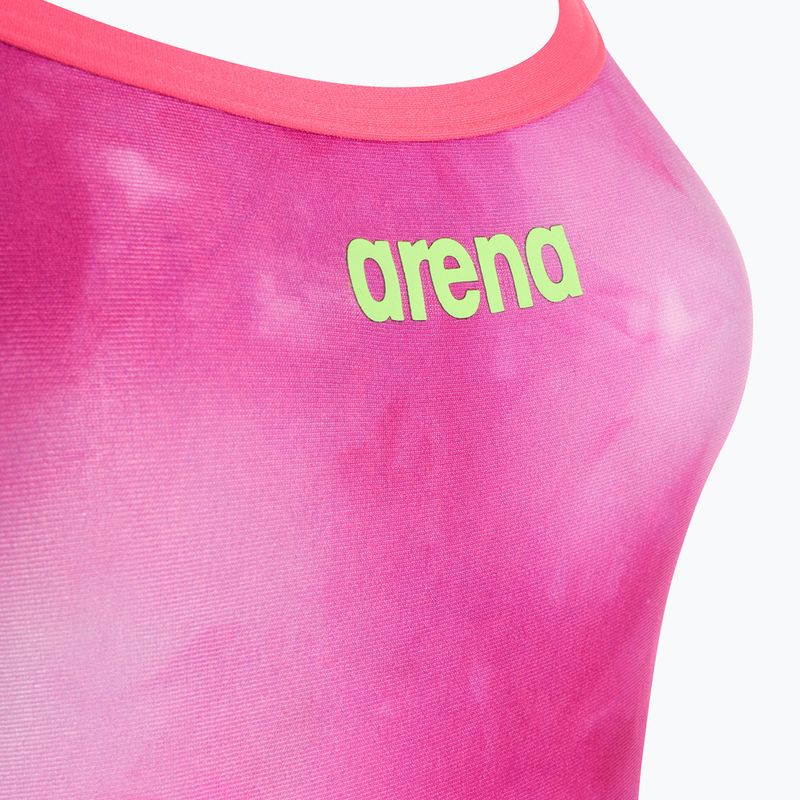 Dámské jednodílné plavky arena Tie-Dye Challenge Back Allover shocking pink multi/shocking pink 3