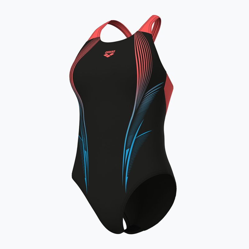 Dámské jednodílné plavky Arena Blast V Back black/calypso coral 4