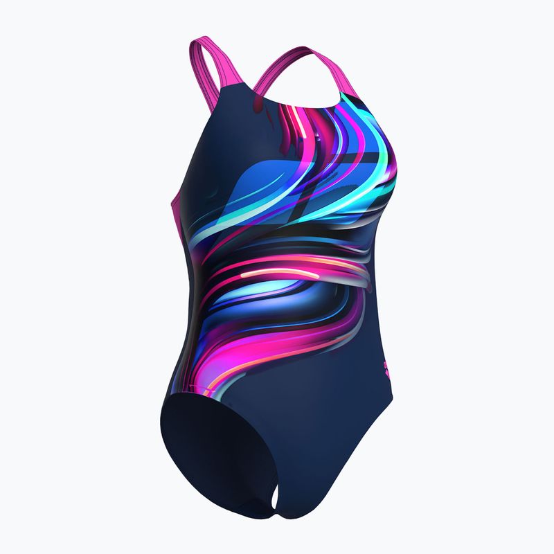 Dámské jednodílné plavky Arena Bloom Swim Pro Back Lb multi navy/navy/shocking pink 3