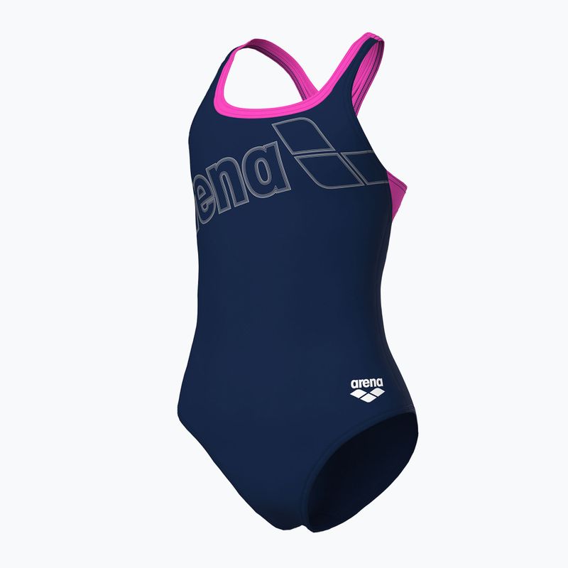 Dámské jednodílné plavky Arena Logo Swim Pro navy/shocking pink 4