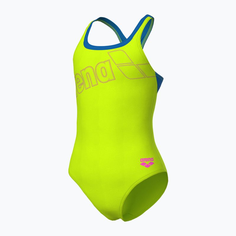 Dámské jednodílné plavky Arena Logo Swim Pro artic lime/blue china 4