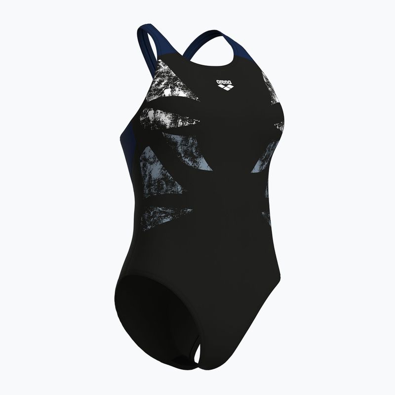 Dámské jednodílné plavky Arena Graphic V Back black/navy 3