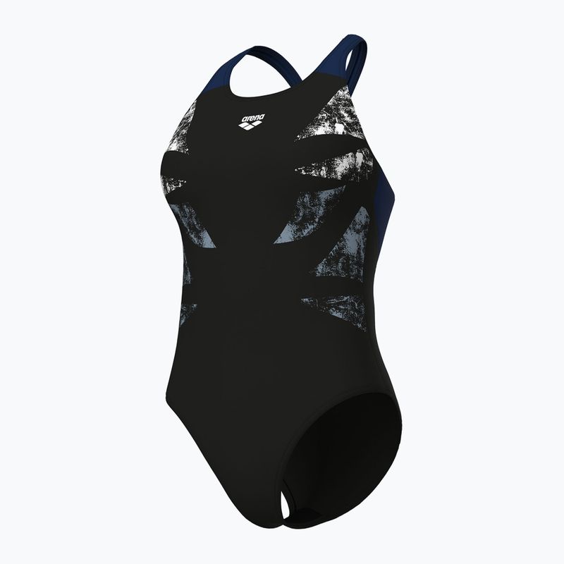Dámské jednodílné plavky Arena Graphic V Back black/navy 4