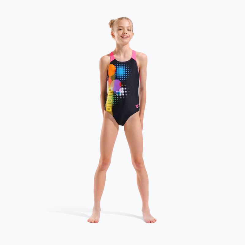 Dětské jednodílné plavky arena Dots Swim Pro Back black multi/black/shocking pink 6