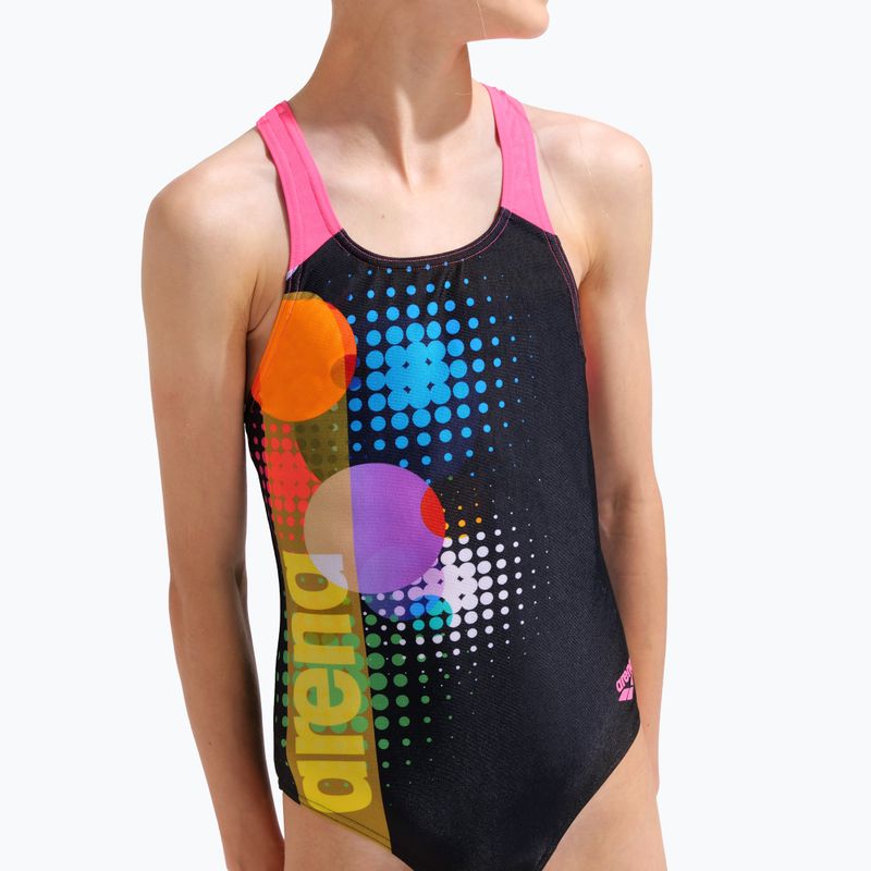 Dětské jednodílné plavky arena Dots Swim Pro Back black multi/black/shocking pink 8