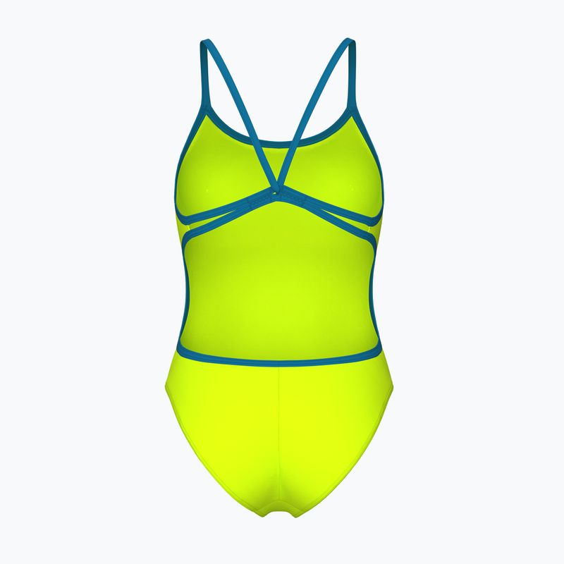 Dámské jednodílné plavky Arena Lace Back Solid artic lime/blue cosmo 2