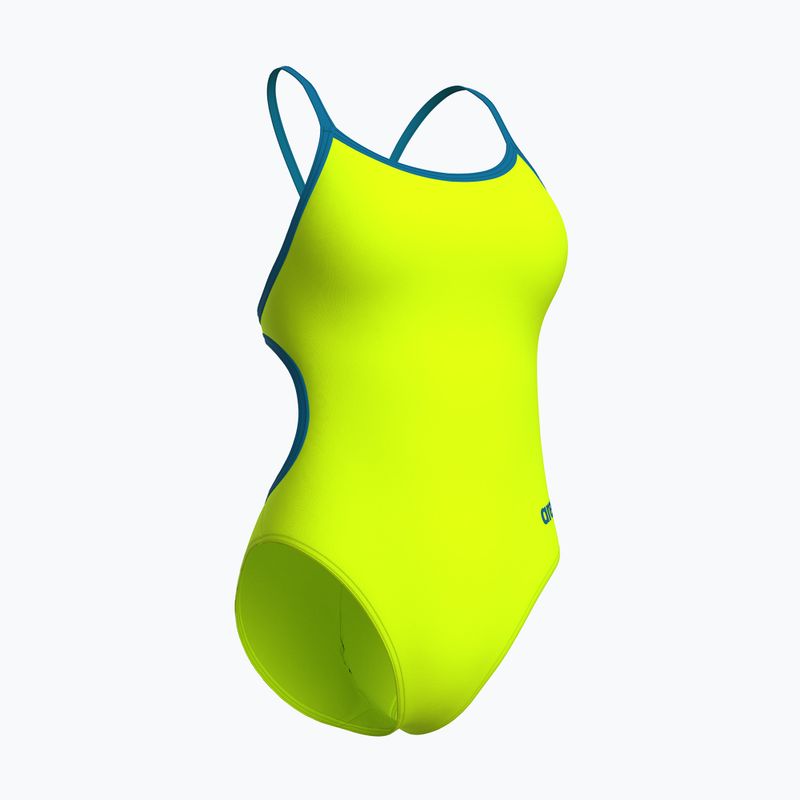 Dámské jednodílné plavky Arena Lace Back Solid artic lime/blue cosmo 4
