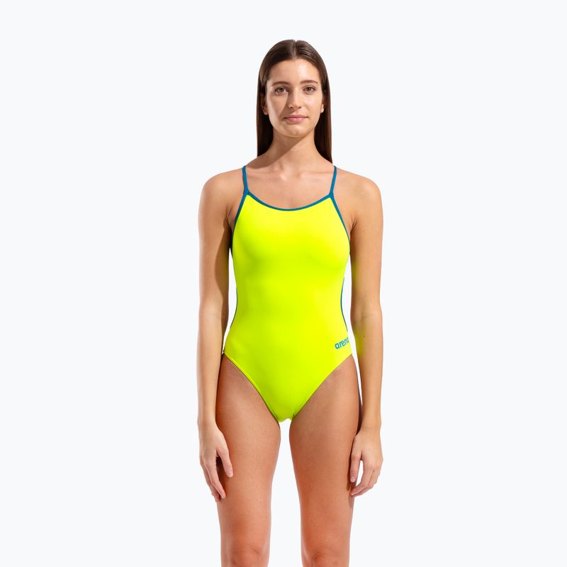 Dámské jednodílné plavky Arena Lace Back Solid artic lime/blue cosmo 5