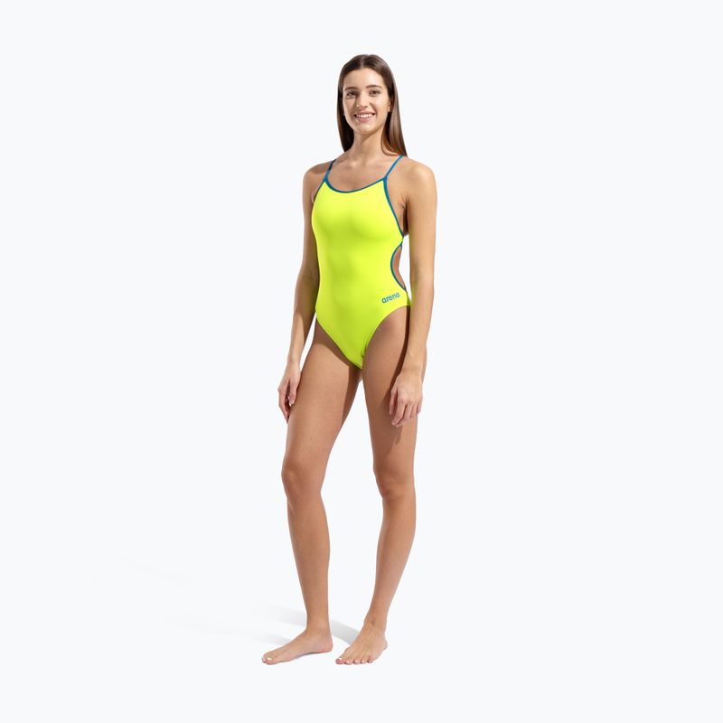 Dámské jednodílné plavky Arena Lace Back Solid artic lime/blue cosmo 6