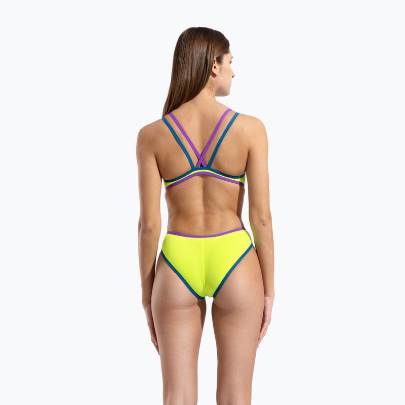 Dámské jednodílné plavky arena One Double Cross Back One Piece artic lime/plum/blue cosmo 7