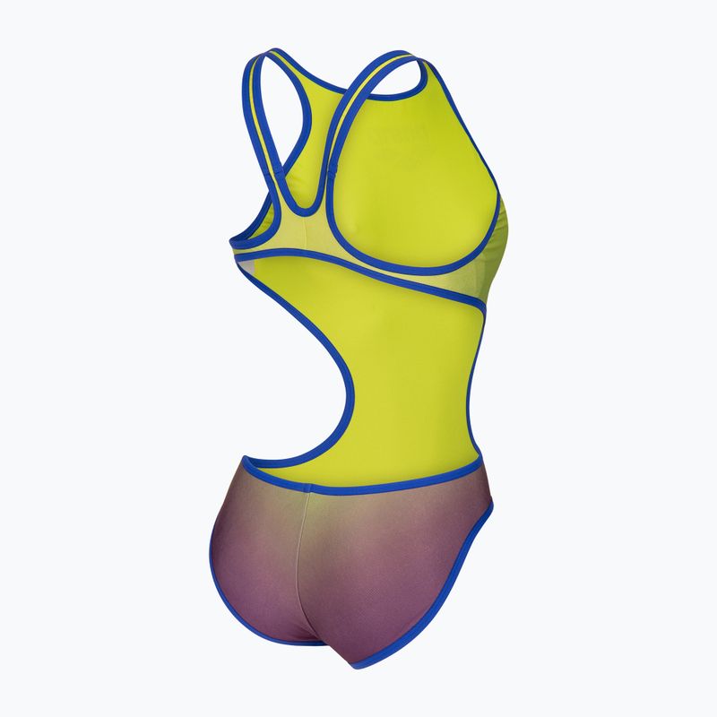 Dámské jednodílné plavky arena One Shaded Print Tech One Back artic lime violetta multi/neon blue 4