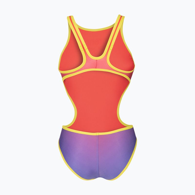 Dámské jednodílné plavky arena One Shaded Print Tech One Back bright coral royal multi/soft green 2