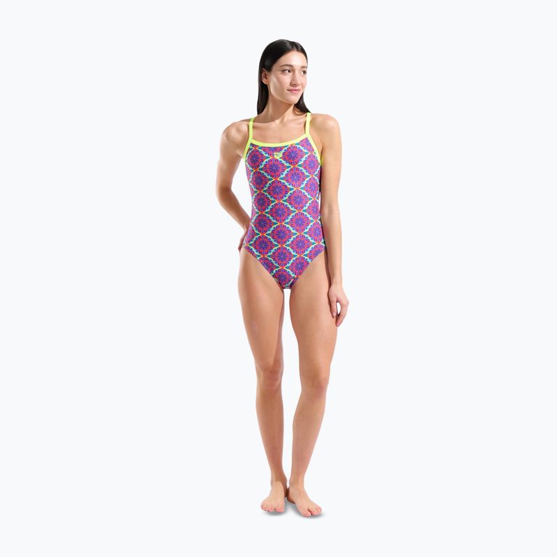 Dámské jednodílné plavky arena Floral Challange Back violet multi/artic lime 2