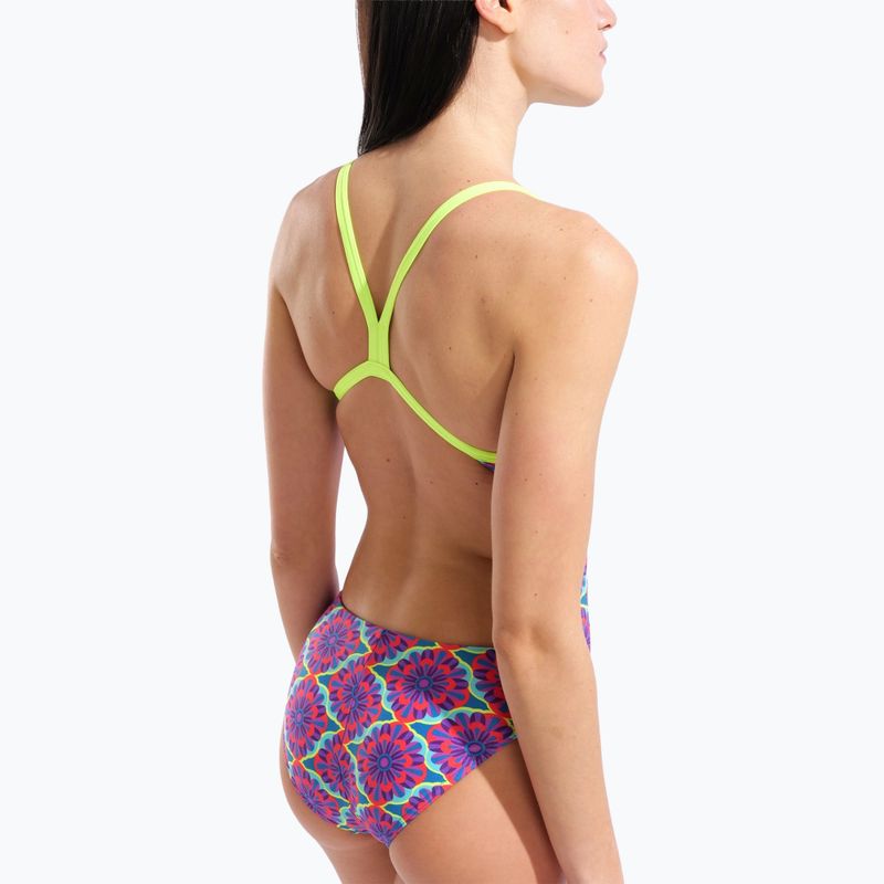 Dámské jednodílné plavky arena Floral Challange Back violet multi/artic lime 5