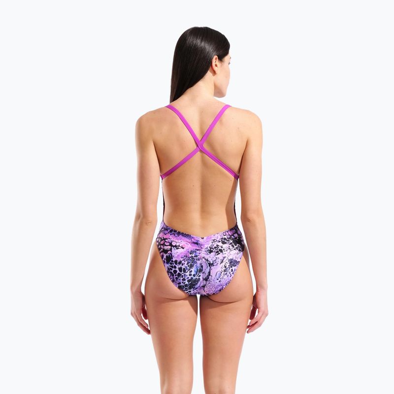 Dámské jednodílné plavky arena Earth View Xcriss Cross pink multi/very fuchsia 3