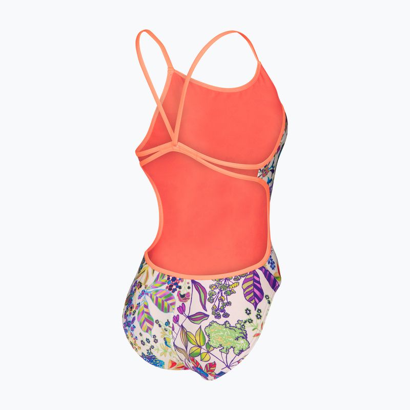 Dámské jednodílné plavky arena Painting Lace Back multi/bright coral 4
