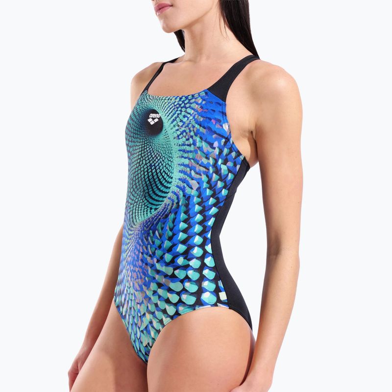 Dámské jednodílné plavky arena Peacock Swim Pro Back multi green/black 4