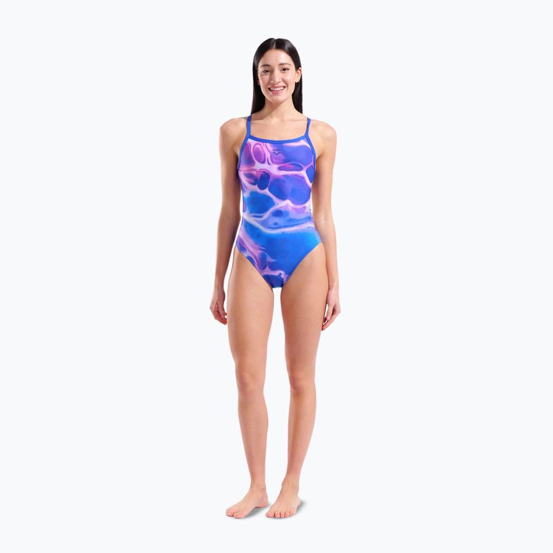 Dámské jednodílné plavky arena Earth Challange Back neon blue multi/neon blue/neon blue 2
