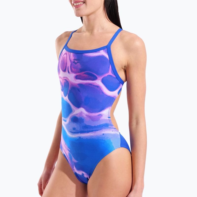 Dámské jednodílné plavky arena Earth Challange Back neon blue multi/neon blue/neon blue 4