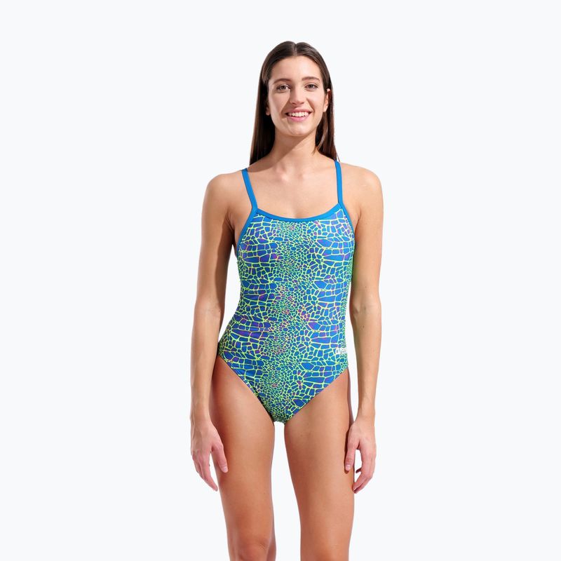 Dámské jednodílné plavky arena Snake Skin Challenge blue cosmo multi/blue cosmo 5