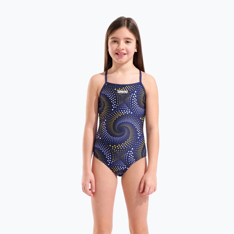 Dětské jednodílné plavky arena Fireflow Lightdrop Back navy/team navy yellow 5