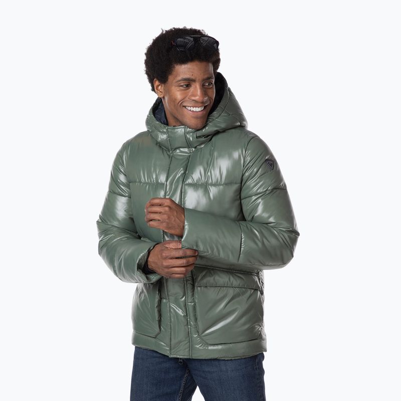 Pánská péřová bunda Rossignol Shiny Hoodie Parka ebony green
