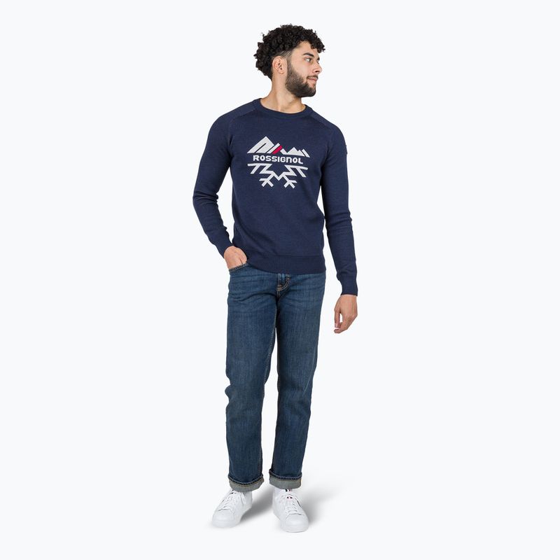 Pánský svetr Rossignol Jacquard Crew Neck dark navy 2