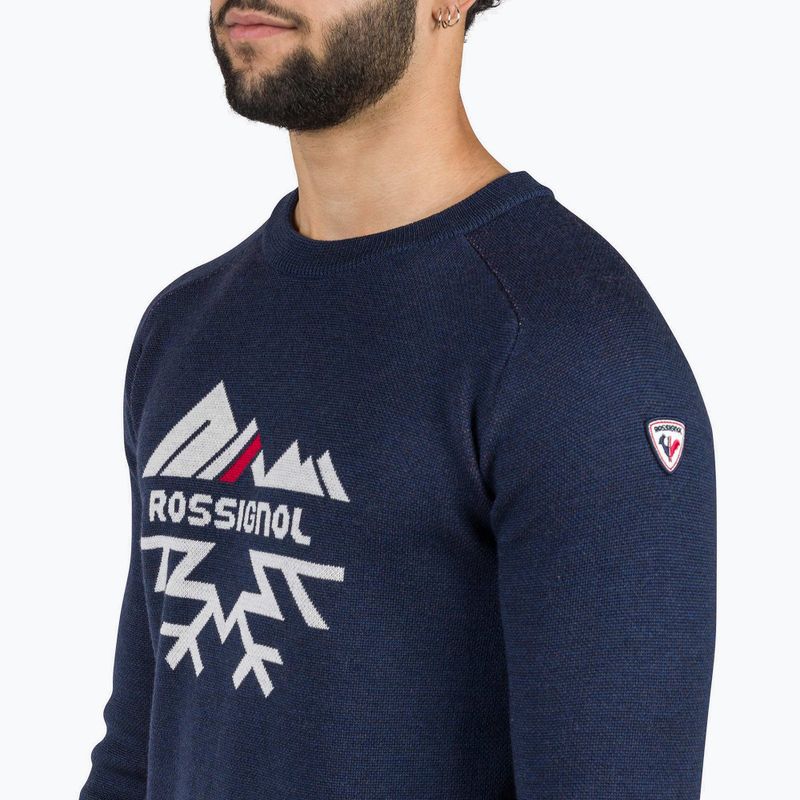 Pánský svetr Rossignol Jacquard Crew Neck dark navy 4