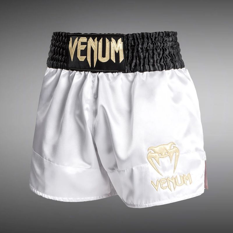 Pánské tréninkové šortky Venum Classic Muay Thai bílá/zlatá/černá 3