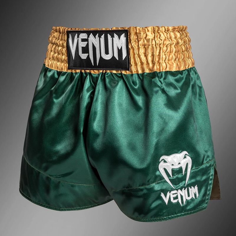 Pánské tréninkové šortky Venum Classic Muay Thai zelené/zlaté/bílé 3