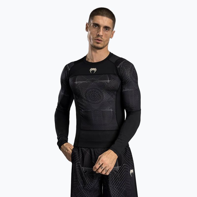 Pánské tričko longsleeve rashguard  Venum G-Fit Air Men'S Long Sleeve Rashguard deep black/desert sand