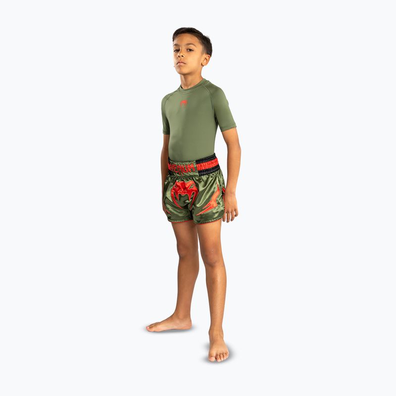 Dětské tréninkové šortky Venum Inferno Kids Muay Thai army green/orange 2