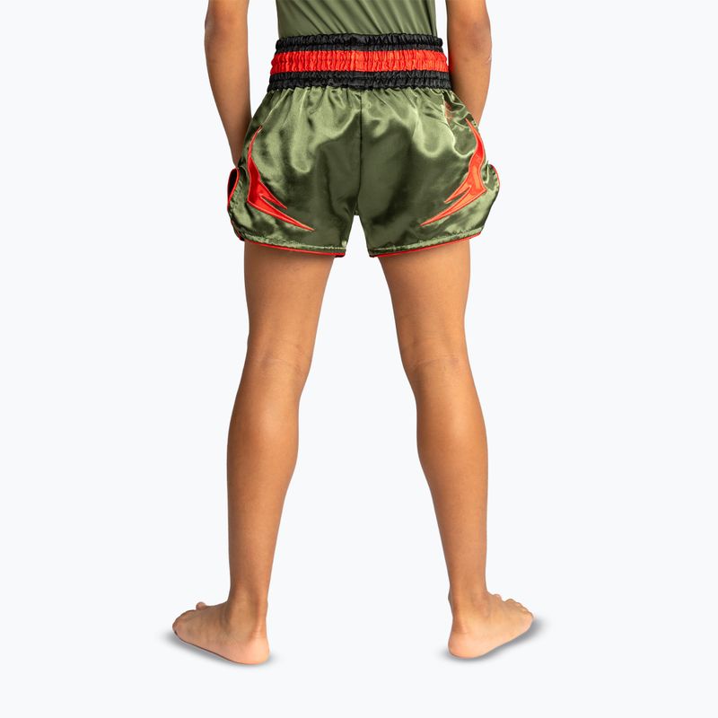 Dětské tréninkové šortky Venum Inferno Kids Muay Thai army green/orange 3