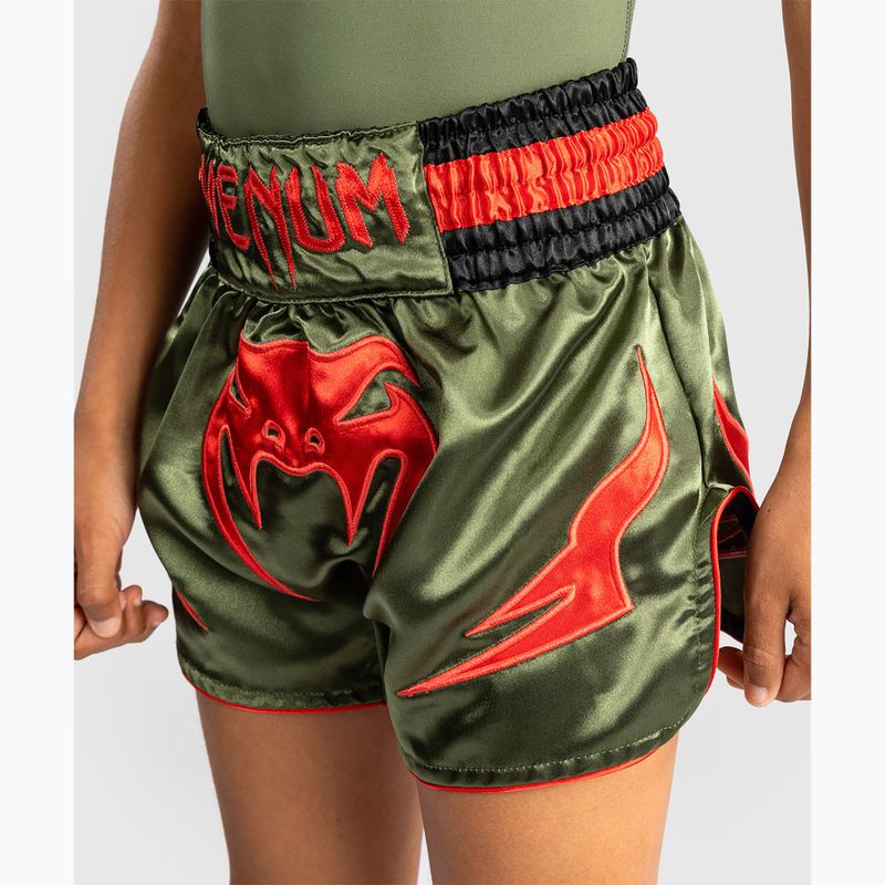 Dětské tréninkové šortky Venum Inferno Kids Muay Thai army green/orange 5